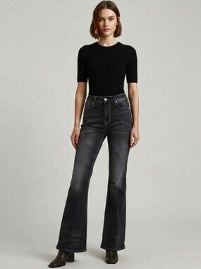 ViViTIKO Vintage Wash Flare Leg Jeans - Size S - Contrast Stitching